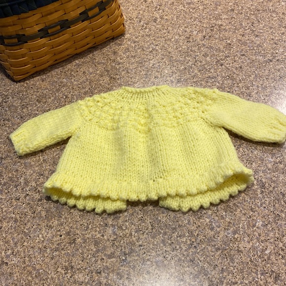 Handmade Knit Baby Yellow Sweater - Picture 11 of 17